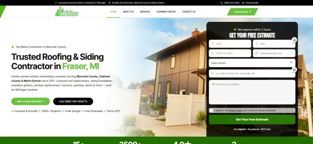 Roofing & Exterior Contractor Website