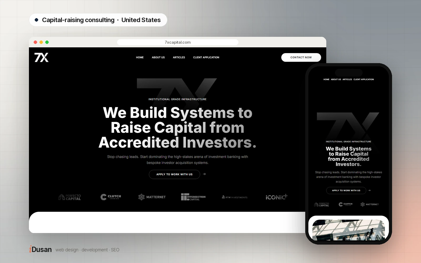 7X Capital website on desktop and mobile