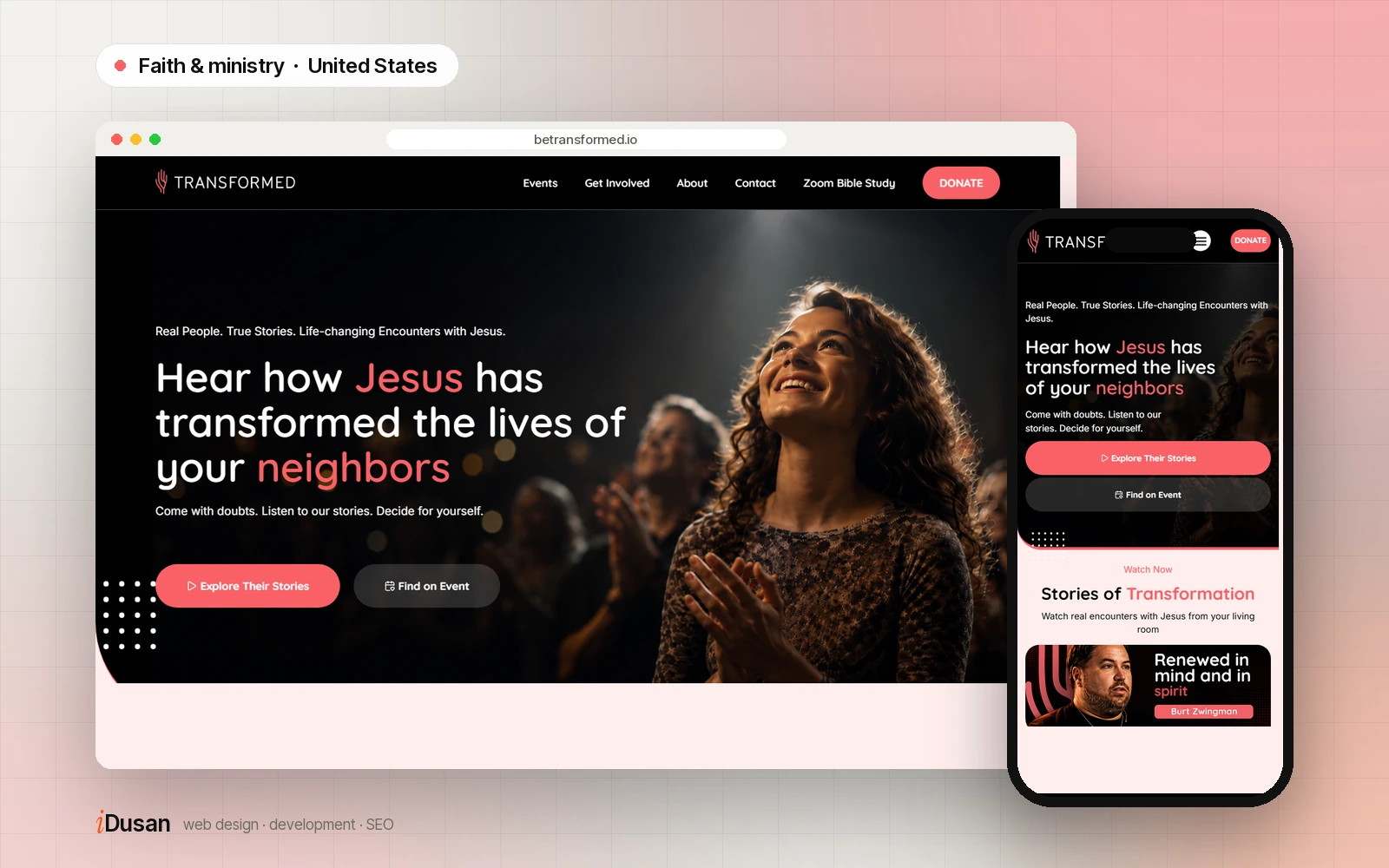 Transformed website on desktop and mobile