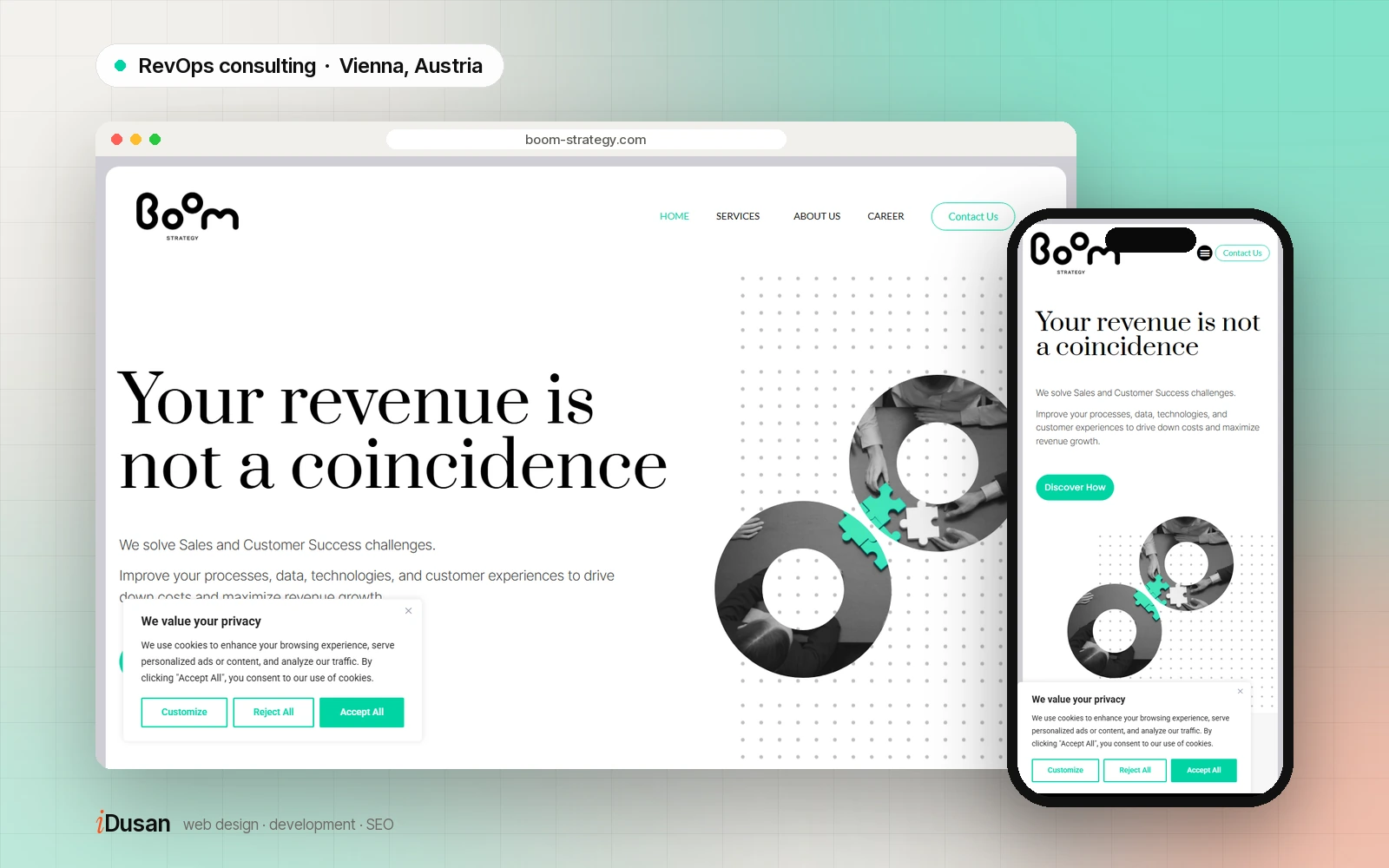 Boom Strategy website on desktop and mobile
