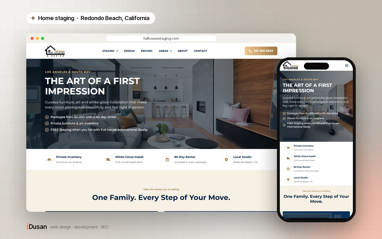 Full House Staging & Design website on desktop and mobile