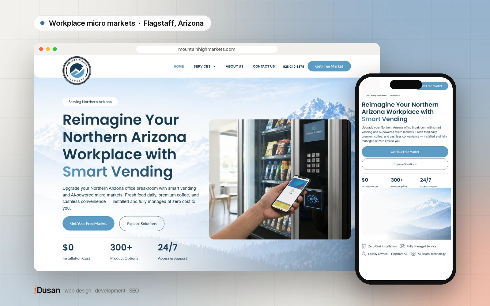 Mountain High Markets website on desktop and mobile