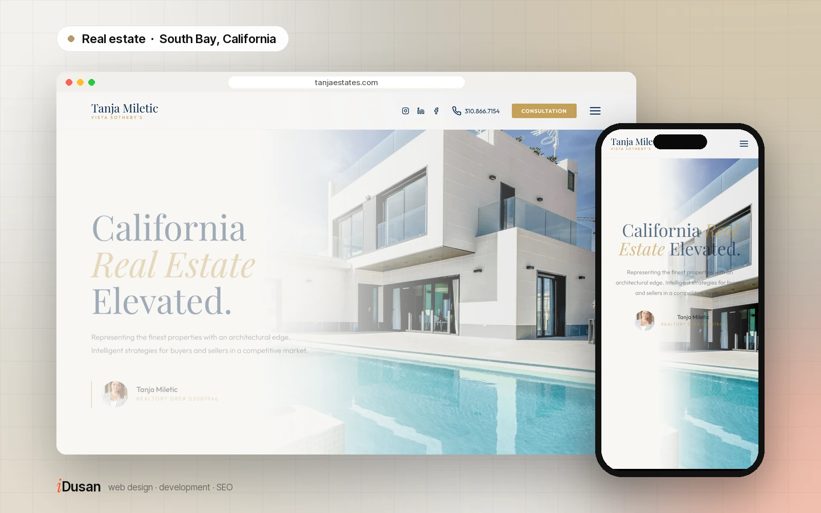 Tanja Miletic — Realtor website on desktop and mobile